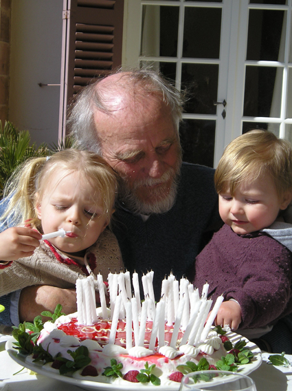 Cassandra and Calissa Helping Josef Eat His Birthday Cake