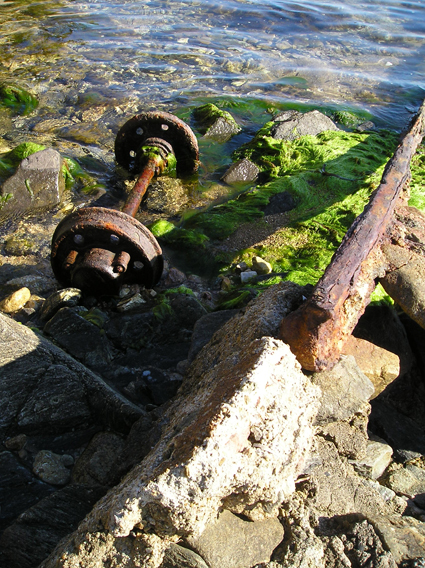 Rusted Boat Launching Machinery by the Seaside