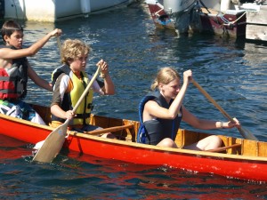 Vanessa and Two Boys in Canoe