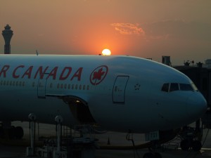 Air Canada Flight at Sunset