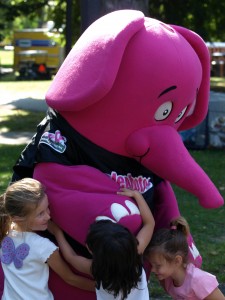 Word on the Street: Elephoto Pink Elephant Mascot Getting Lots of Hugs