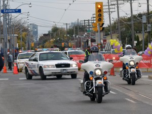 Scotiabank Toronto Waterfront Marathon - Police Escort Ahead of the Racers