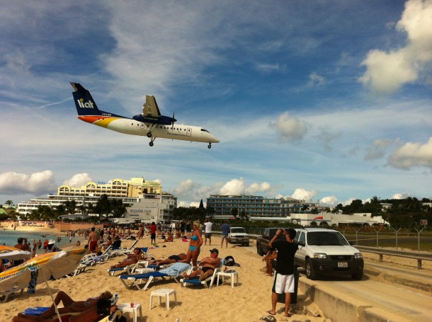 Liat Plane Coming in for a Landing in Sint Maarten 2