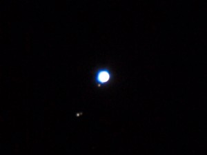 Ganymede, Callisto, Io and a Bit of Europa by an Over-exposed Jupiter