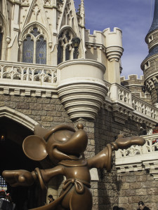 Mickey Statue Behind Disney Castle (Tokyo Disneyland)